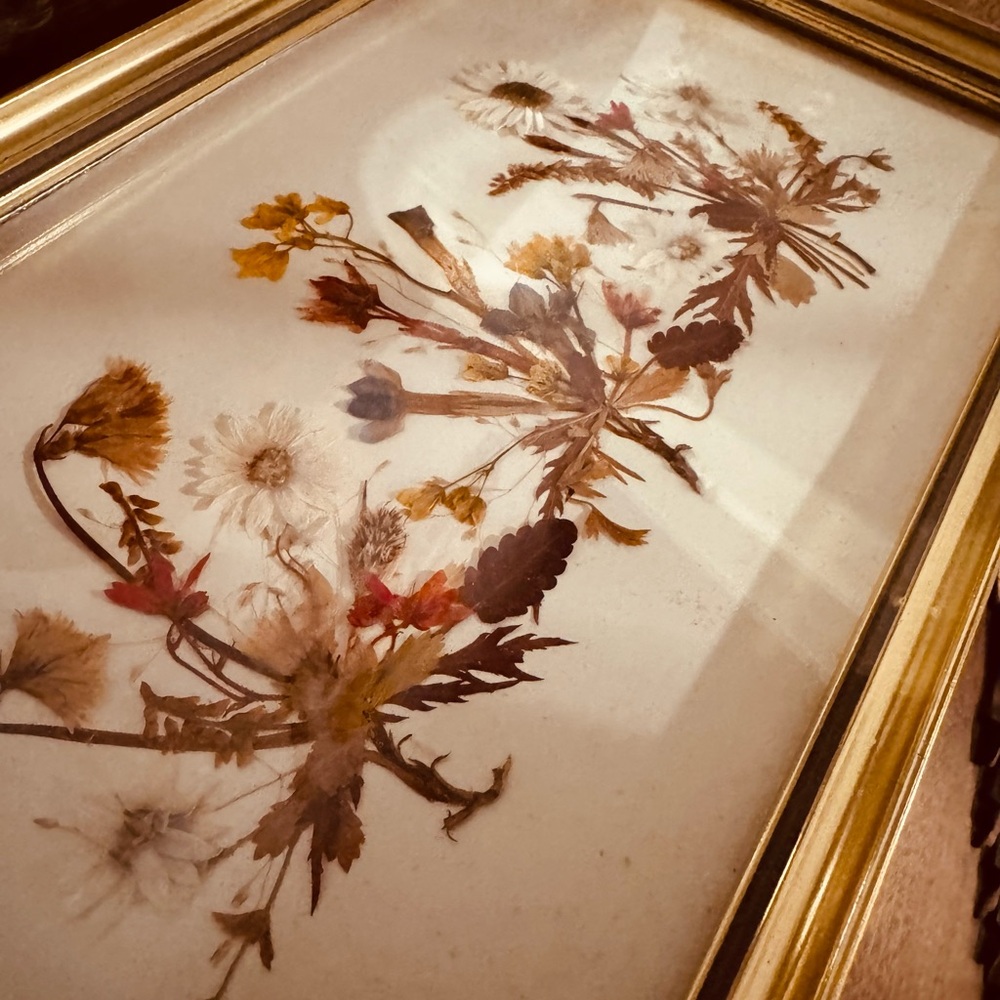 VTG Reichlin Framed Floral Art Pressed Flowers with Gold Frame Switzerland - Picture 6 of 6